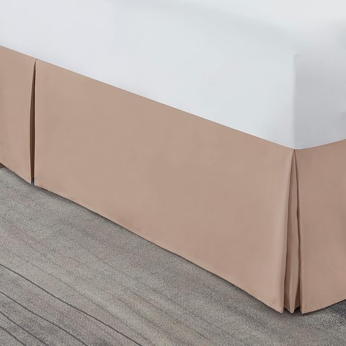 Nestl Taupe Bed Skirt King Size - King Bed Skirt 14 Inch Drop - Brushed Microfiber Bed Skirts - Hotel Quality Pleated Bed Skirt - Shrinkage & Fade Resistant