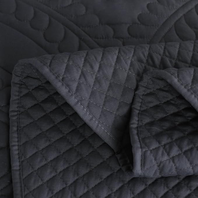 Cmfshape Oversize King Bedspread 128"x120",3 Piece California King Quilt,Lightweight Grey Quilt Set for All Season,Modern Coin Pattern Bedding Set