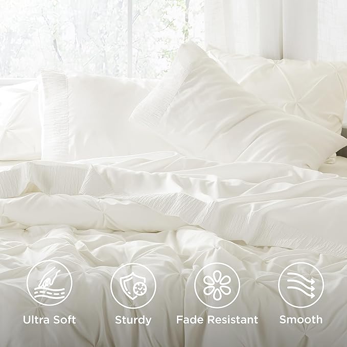 Bedsure Twin Sheets Set - 3 Pieces Soft Twin Bed Sheets - Breathable & Cooling - Hotel Luxury - Easy Care Polyester Microfiber Bedding for Women, Men, Ivory