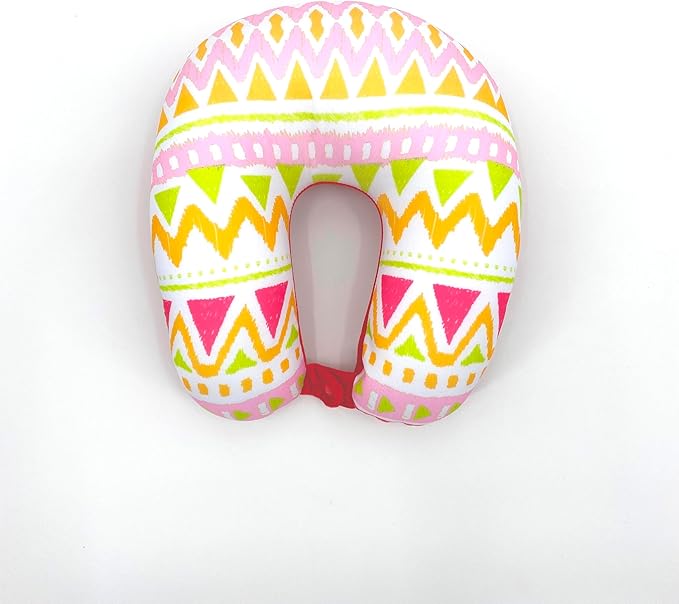 Bookishbunny U Shaped Micro Beads Microbead Neck Head Support Travel Pillow, 12"x12"x4" (WavePinkRed)