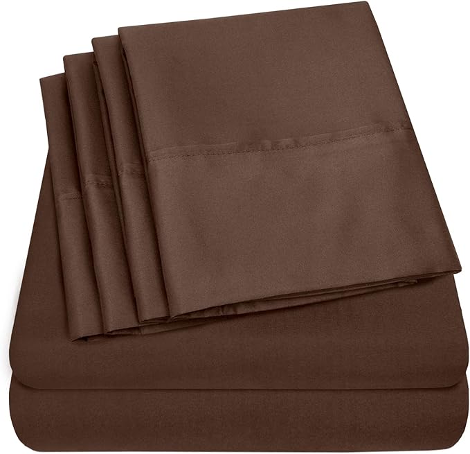 Full Size Bed Sheets - 6 Piece 1500 Supreme Collection Fine Brushed Microfiber Deep Pocket Full Sheet Set Bedding - 2 Extra Pillow Cases, Great Value, Full, Brown