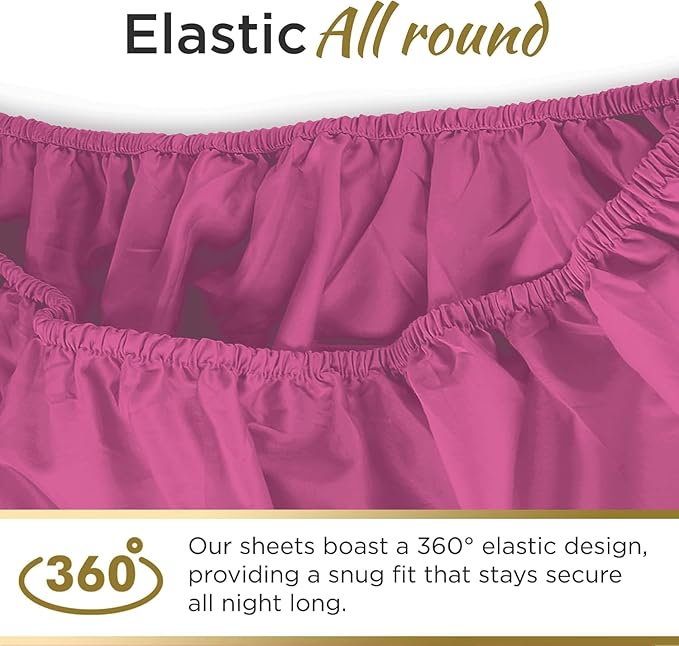 DESTINY CRESCENT BEDDING Full XL 100% Microfiber Double Brushed Pink Sheet Set - Extra-Soft, Breathable & Wrinkle-Free - 15" Deep Pockets, 54" x 80" - Ideal for Extra Long Full Beds - 4PC Set