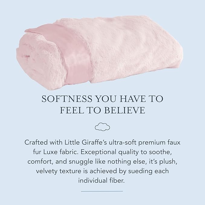 Little Giraffe Baby Blanket - Luxe Soft Blanket with Satin Trim - Baby Stroller Blanket - Newborn Baby Essentials & Baby Gifts - 29x35" - Pink