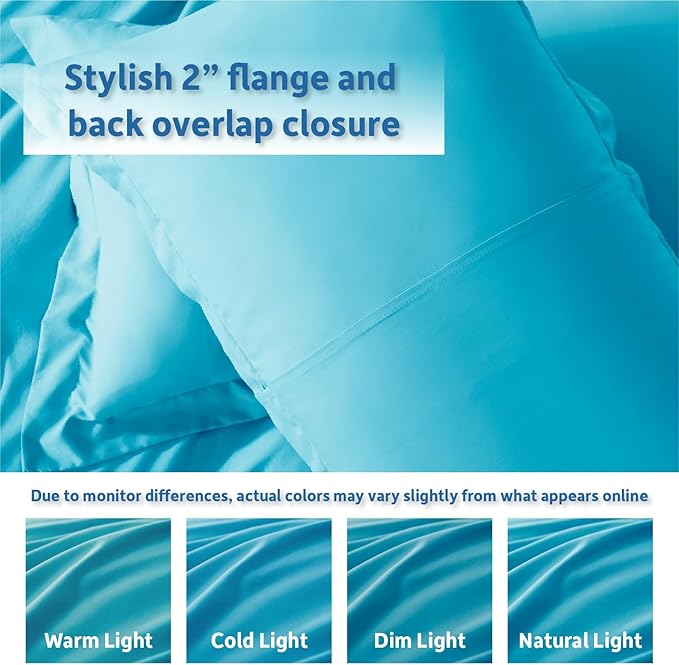 Nestl Twin Duvet Cover Set with Comforter Insert - Bright Blue 3 Piece 68x90 Duvet Cover & 1 Pillow Sham with White Quilted Down Alternative Comforter, Ultra Soft, All Season