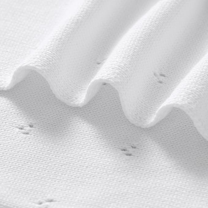 mimixiong Organic Cotton Baby Blanket Neutral Knitted Soft Crib Nursery Swaddling Receiving Blankets for Newborn Baby Boy Girl 40x30 Inch