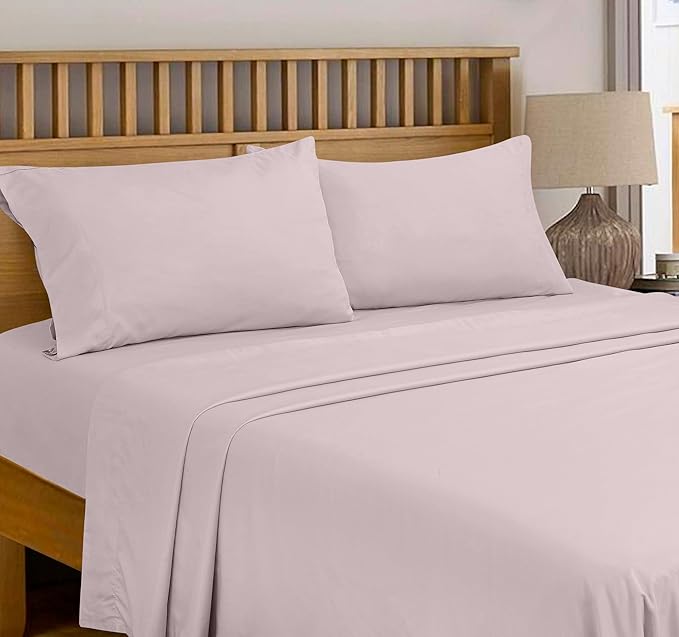 Royale Linens 300 Thread Count 100% Long Staple Combed Cotton Flat Sheet - Super Soft - Top Sheets - Cal King Flat Sheet Sold Separately - Breathable, Cool & Crisp Sheets Only (Cal King, Lavender)