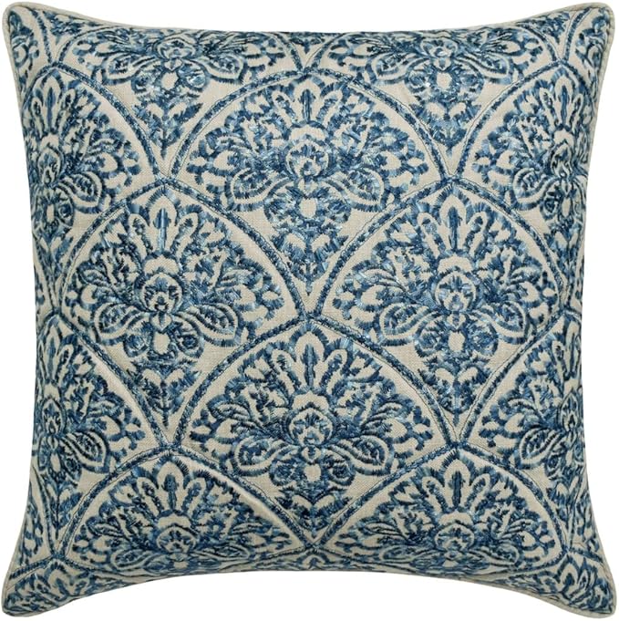 The HomeCentric King/Queen/Twin Blue Designer CA King 86"x18" Bed Runner Without Pillow Cover, Embroidery, Quilted Bed Scarf on Cotton Fabric - Farzeen Blue