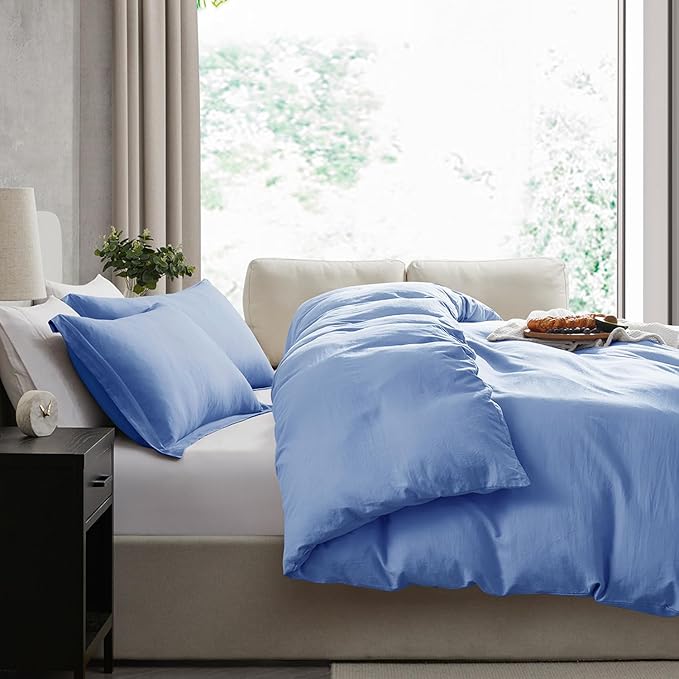 Nestl Calm Blue Duvet Cover King Size - Soft Prewashed King Duvet Cover Set, 3 Piece, with Zipper Closure, 1 Duvet Cover 104x90 inches and 2 Pillow Shams