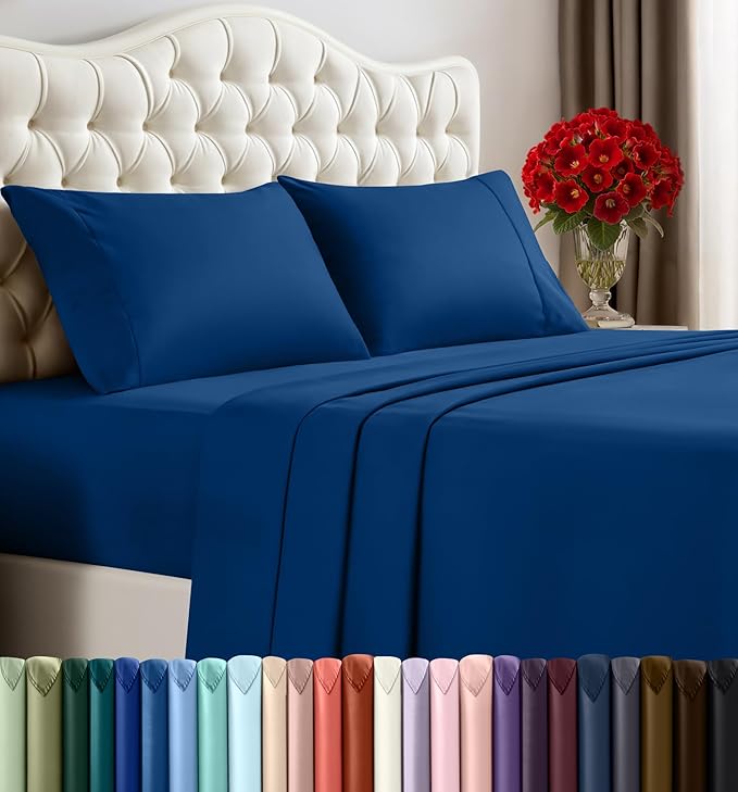 Utopia Bedding Full Sheet Set – 4 Piece Bed Sheets for Full Size Bed, Soft and Breathable Microfiber, Includes 1 Fitted Sheet, 1 Flat Sheet and 2 Pillowcases (Dusk Blue)