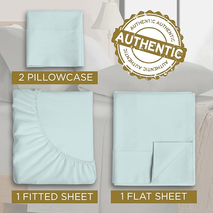 Full XL 100% Microfiber Double Brushed Sheet Set - Extra-Soft, Breathable & Wrinkle-Free - 15" Deep Pockets, 54" x 80" - Ideal for Extra Long Full Beds - 4PC Set (Full XL, Mint Blue)
