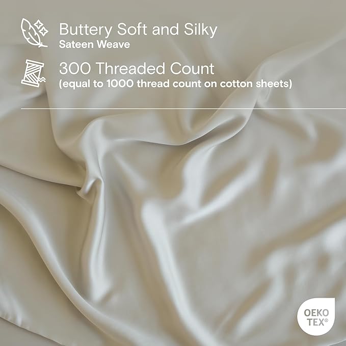 DOZ Duvet Cover Set, 100% Viscose derived from Bamboo, Organically Grown, Buttery Soft, Cooling Duvet Covers, High GSM, 1 Duvet Cover and 1 Pillowcase, 70"x90" (Sand, Twin/Twin XL)