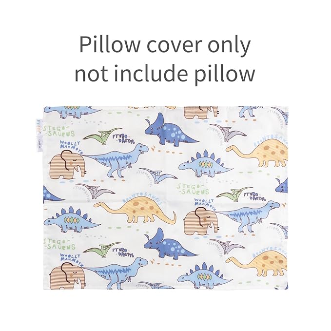 ALVABABY Cotton Toddler Pillowcases 2 Pack Kids Pillow Cover Fit 13"x 18" or 12"x16" Envelope for Girl Boy Sleepy Travel (Pillowcase Only)
