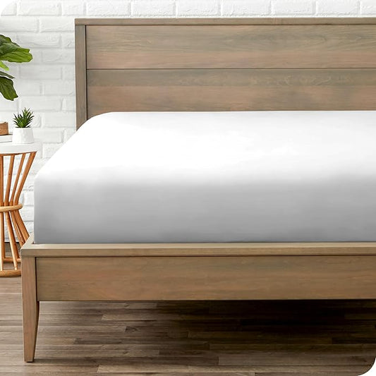 Bare Home Fitted Bottom Sheet Full Size - Premium 1800 Microfiber - Ultra-Soft Hotel Luxury - Deep Pocket - Durable and Long Lasting (Full, Cloud Grey)