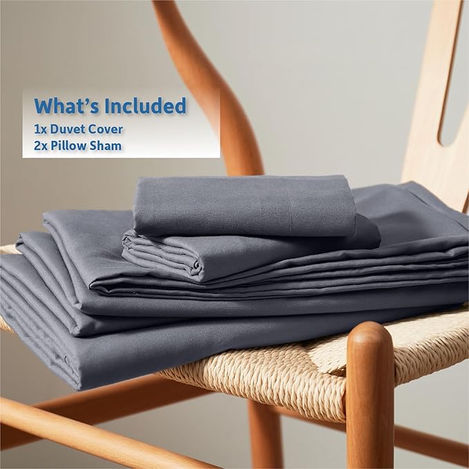 Nestl Dark Grey Duvet Cover King Size - Soft Double Brushed King Duvet Cover Set, 3 Piece, with Button Closure, 1 Duvet Cover 104x90 inches and 2 Pillow Shams