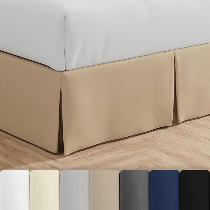 Bed Maker’s Never Lift Your Mattress Wrap Around Bed Skirt, Classic Style, Low Maintenance Wrinkle Resistant Fabric, Traditional 14 Inch Drop Length, Queen, Mocha