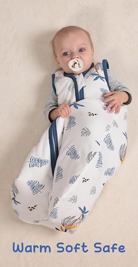 Baby Sleeping Bag 2.5 TOG Cotton Winter Sleep Sack for Newborn babies, Unisex Baby Wearable Blanket with Animal Patterns, Cheetah, XL