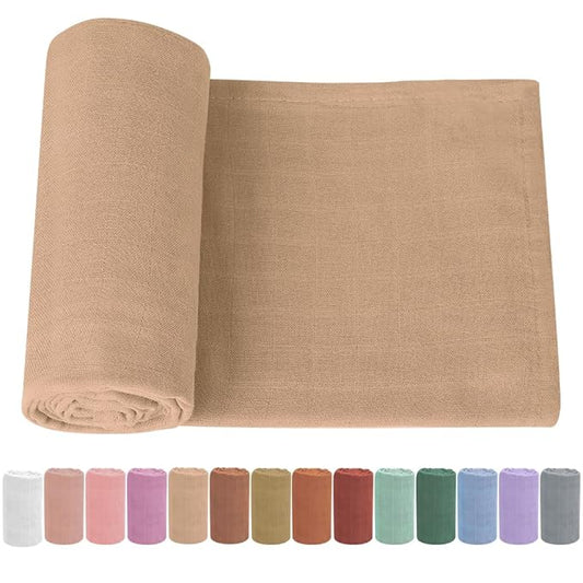 Organic Cotton Newborn Baby Swaddle Blanket Unisex Swaddle Wrap Soft Silky Muslin Swaddle Blankets Neutral Receiving Blanket for Newborn Boys and Girls Large 47 x 47 inches(120x120cm)