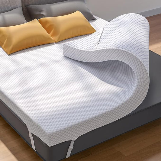 PERLECARE 4 Inch Gel Memory Foam Mattress Topper, Premium Soft Mattress Topper for Cooling, Non-Slip Design with Removable & Washable Cover, CertiPUR-US Certified - Full