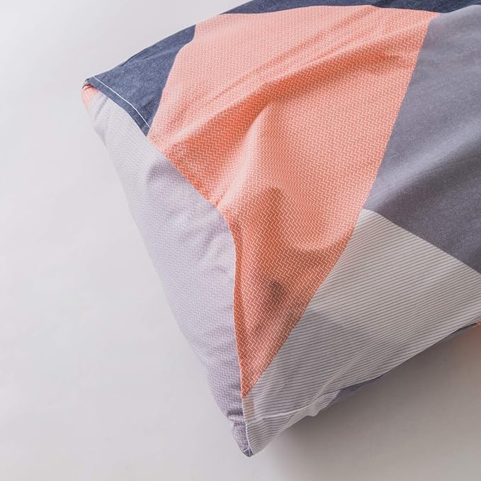 YuHeGuoJi Chevron Pattern Duvet Cover King 100% Cotton 3 Pcs Set 1 Modern Navy Geometric Diamond Print Duvet Cover with Zipper Ties 2 Pillowcases Neutral Blue Pink Striped Bedding Set Soft
