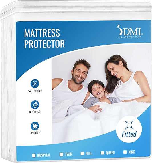 DMI Full Size Waterproof Mattress Protector - Fitted, Noiseless Mattress Cover, Soft and Breathable, 54" x 75"x 13", White
