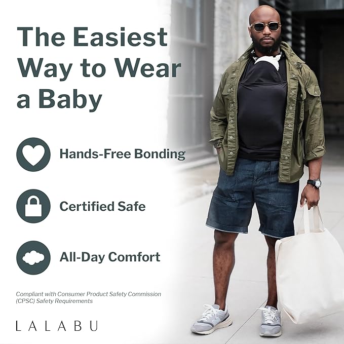 Lalabu The Dad Shirt | Hands-Free Baby Carrier for Dad with Kangaroo Pouch | Engineered for Bonding, Safety, & Comfort for Newborns Up to 15 Lbs. | CPSC Compliant - Simple Gray - Large
