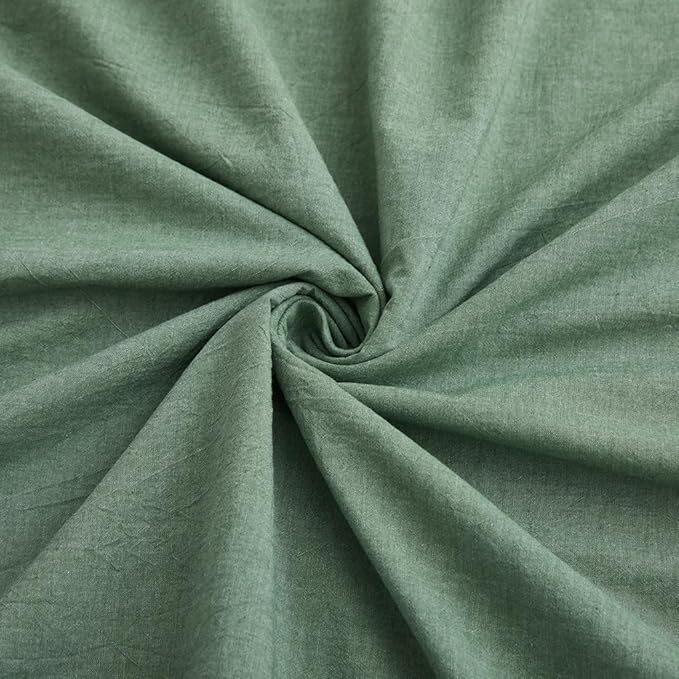 LOVQUE 100% Washed Cotton Duvet Cover King Size, Mint Green Fade-Resistant Natural Bedding Set (No Comforter), 104x90 Inches