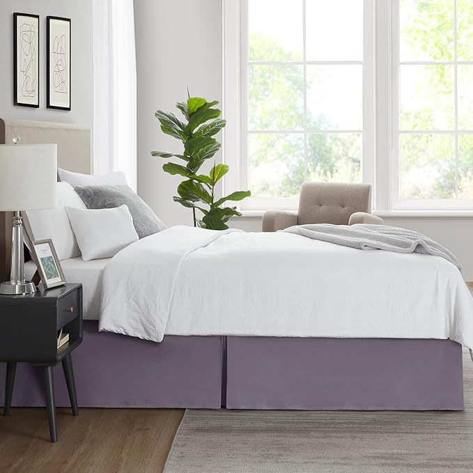 Nestl Grayish Purple Bed Skirt Queen Size - Queen Bed Skirt 14 Inch Drop - Brushed Microfiber Bed Skirts - Hotel Quality Pleated Bed Skirt - Shrinkage & Fade Resistant