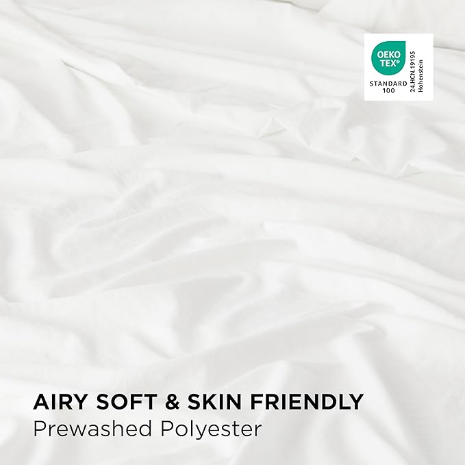 Bedsure Deep Pocket Twin Sheets - 4 Piece, Prewashed Ultra-Soft Twin Sheets Set, Fits Mattresses Up to 18 Inches Thick, Breathable & Secure Fit, Hotel Luxury Bedding, White