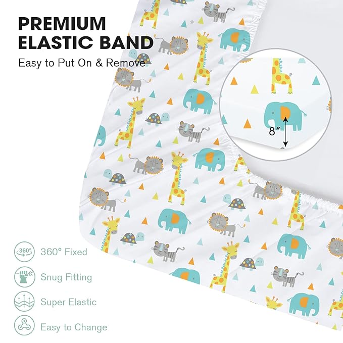 Little Grape Land Crib Sheets 2 Pack for Boys and Girls, Baby Neutral Crib Fitted Sheets for Standard Crib & Toddler Mattress, Super Soft Breathable Fitted Crib Sheet Set, Woodland Animal