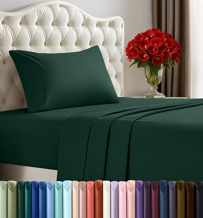Utopia Bedding Twin Bed Sheets Set - 3 Piece Bedding - Brushed Microfiber - Shrinkage and Fade Resistant - Easy Care (Emerald Green)