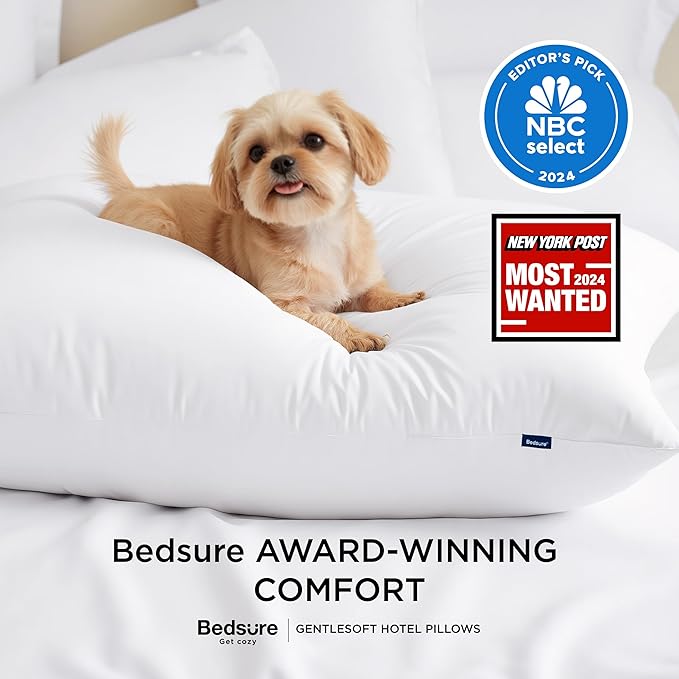 Bedsure Soft Pillows Queen Size, Set of 4 - Fluffy Bed Pillows 4 Pack for Sleeping, Soft and Supportive, Hotel Quality, Original Down Alternative Filling for Side, Back Sleepers