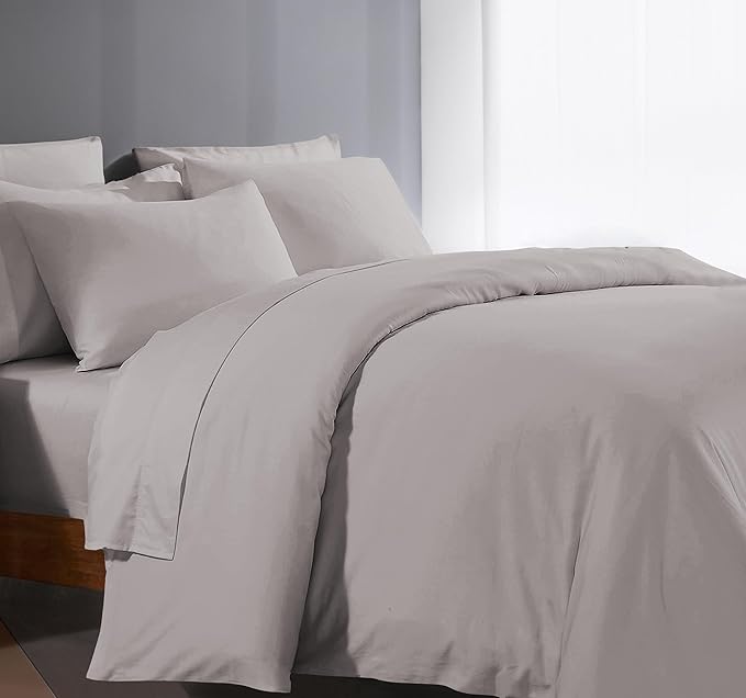 Duvet Covers Queen Full Size 1000 Thread Count 100% Egyptian Cotton Long Staple Solid Quilt Cover, Silky Soft, Breathable with Hidden Zipper Closure and 7 Corner Ties 1 Piece Duvet Cover(Silver Grey)