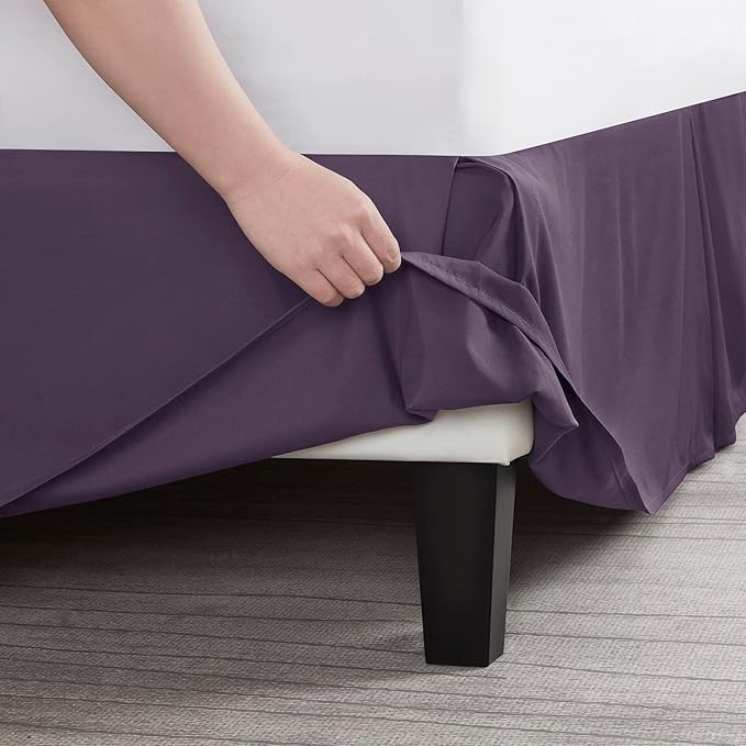 Nestl Dark Purple Bed Skirt Queen Size - Queen Bed Skirt 14 Inch Drop - Brushed Microfiber Bed Skirts - Hotel Quality Pleated Bed Skirt - Shrinkage & Fade Resistant