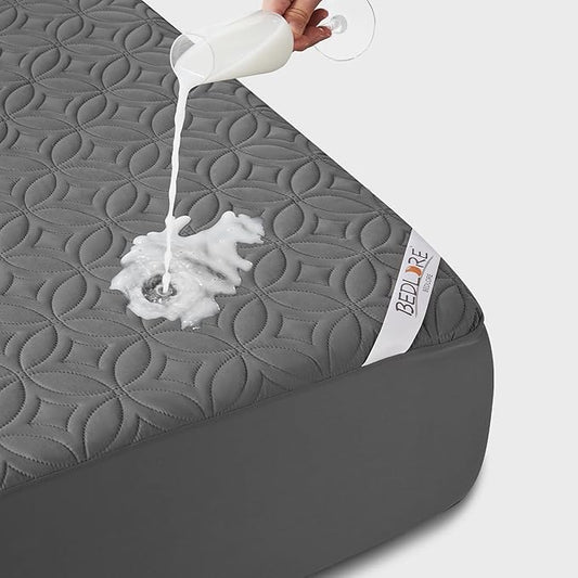 BEDLORE Waterproof Mattress Protector, RV Queen Size Mattress Pad Noiseless with Deep Pocket 6"-18" Depth, Soft Breathable Dirt-Proof Bed Mattress Cover Washable (Gray)