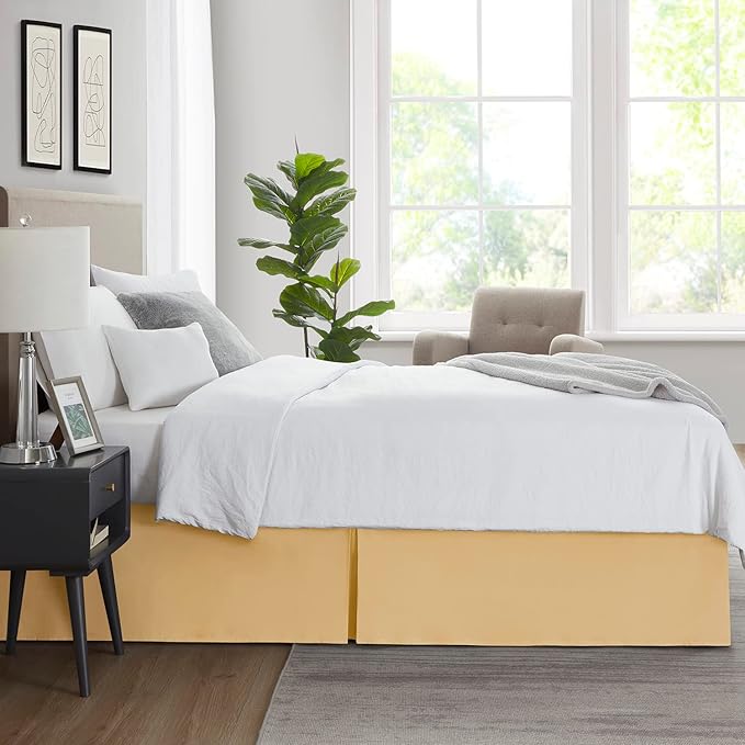 Nestl Gold Full XL Bed Skirt - Full XL Size Bed Skirt 14 Inch Drop - Brushed Microfiber Bed Skirts - Hotel Quality Pleated Bed Skirt - Shrinkage & Fade Resistant
