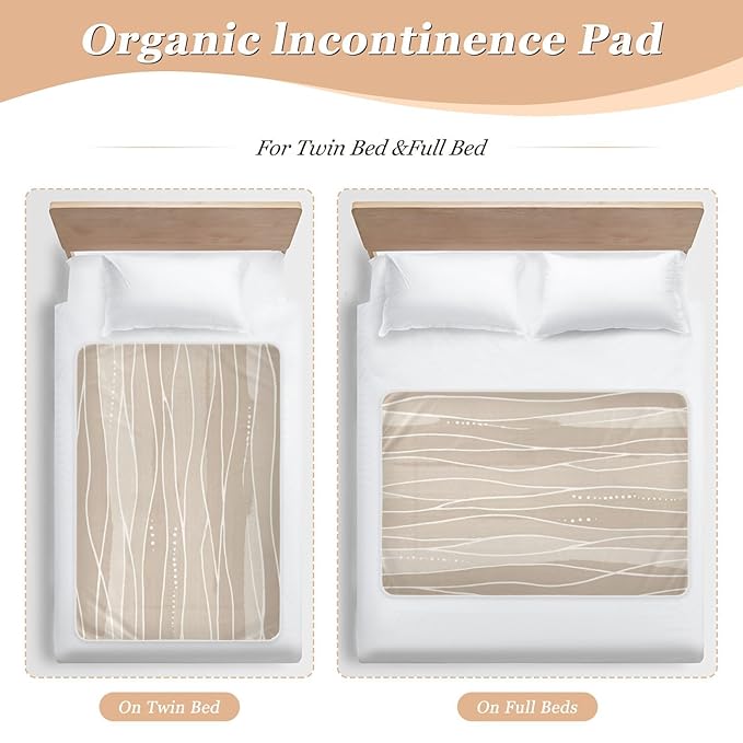 Waterproof Bed Pad Reusable Changing Pad Toddler Mattress Protector Large Pee Pad Baby Diaper Pad Soft Washable Liner Light Brown Boho Wave