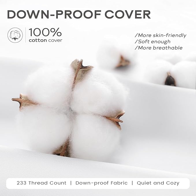 SAVORI 14x24 Lumbar Pilow Insert, Set of 2 Down Feather 14x24 Euro Pillow Inserts, Soft Fluffy Sleeping Pillow with 100% Cotton Cover, Decorative Throw Pillows for Couch Sofa Bed-White