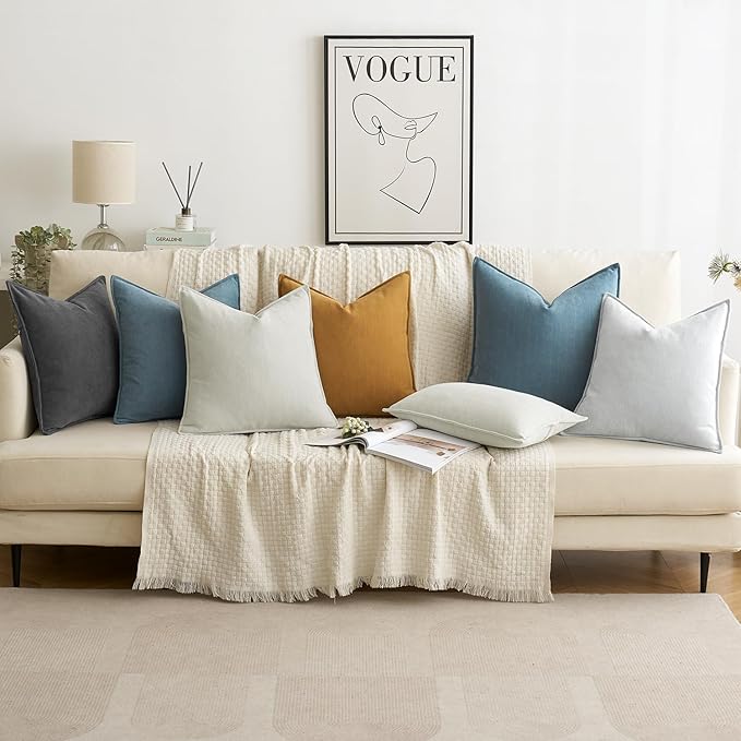 MIULEE Pack of 2 Cream Decorative Pillow Covers 18x18 Inch Soft Chenille Luxurious Couch Throw Pillows Farmhouse Cushion Covers with Elegant Design for Sofa Bedroom Living Room Spring Home Decor