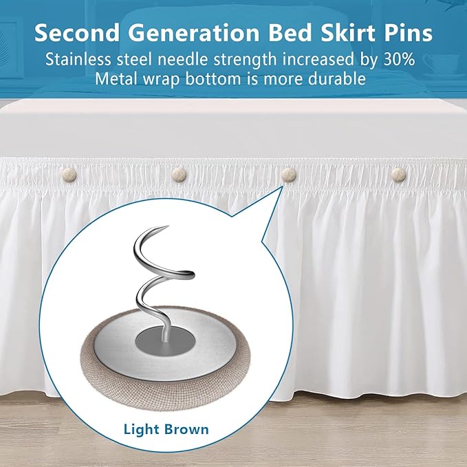 Flax Covered Button Twist Pins - for Bed Skirts Pins,Sofa,Upholstery,Armchair Caddies, Armrest Covers, Slipcovers (12, M-Light Brown 12)