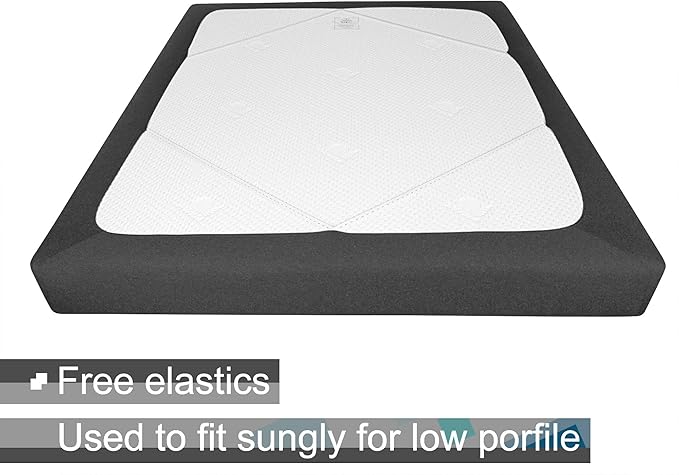 Box Spring Cover Queen/Cal Queen Size - Jersey Knit & Stretchy Wrap Around 4 Sides Bed Skirt for Hotel & Home, Heather Gray