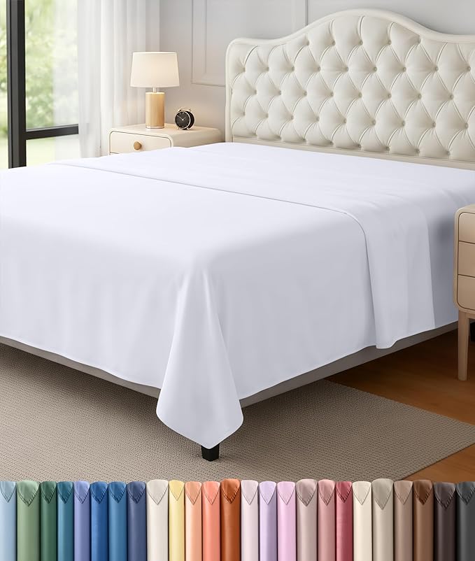Utopia Bedding Flat Sheet - 1 Pack (Full, White) - Soft Brushed Microfiber Fabric - Shrinkage & Fade Resistant Top Sheet - Easy Care Bed Sheet