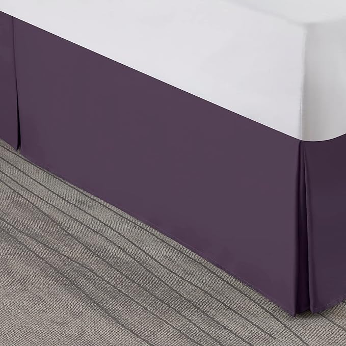 Nestl Dark Purple Bed Skirt Cal King Size - Cal King Bed Skirt 14 Inch Drop - Brushed Microfiber Bed Skirts - Hotel Quality Pleated Bed Skirt - Shrinkage & Fade Resistant