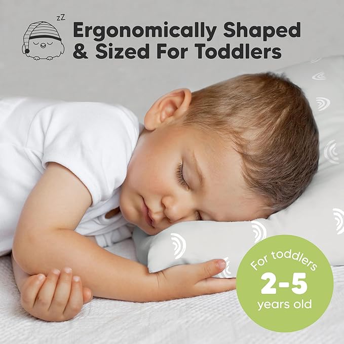 KeaBabies 1-Pack Toddler Pillows 2 Year Old to 5-13x18 Soft Organic Cotton Kids Pillow for Sleeping, Travel, School, Daycare, Nap, Toddler Bed, Machine Washable, Without Pillowcase (Gray Rainbow)