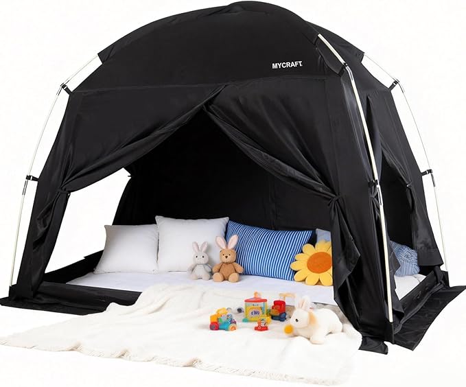 Bed Tents Canopy Bed–Privacy Dream Tent for Cozy Indoor Sleeping, Light-Reducing,and Breathable, with 4 Doors Floor Tent Bed–Available in Twin, Full, and Queen Sizes