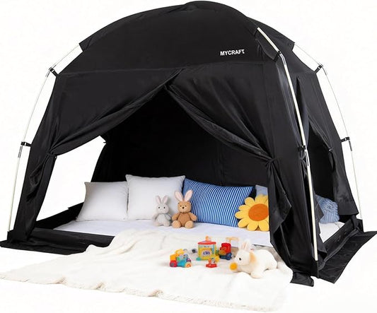 Bed Tents Canopy Bed–Privacy Dream Tent for Cozy Indoor Sleeping, Light-Reducing,and Breathable, with 4 Doors Floor Tent Bed–Available in Twin, Full, and Queen Sizes