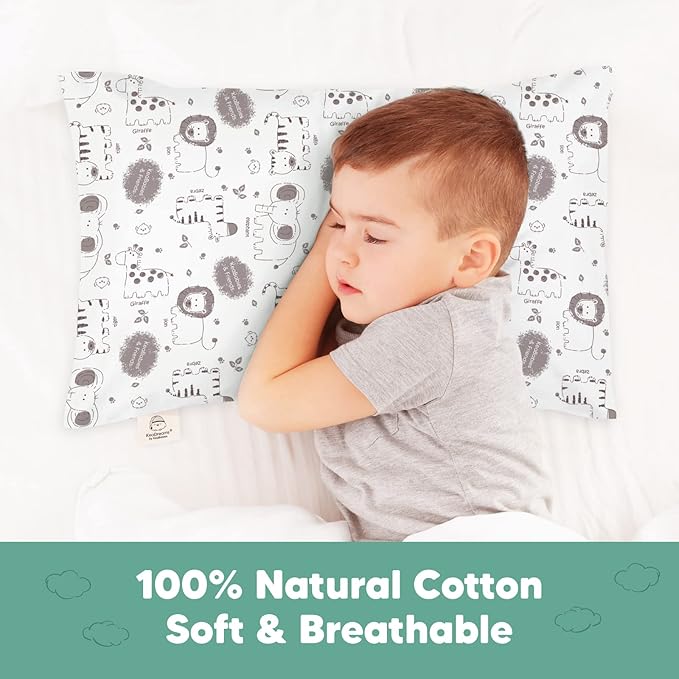 KeaBabies Toddler Pillowcase 13"x18" - Organic Cotton Toddler Pillowcase for Kids, Boys, Girls, Soft & Durable Cotton Cover for Miniature Sleepy Pillows, Cute Colors, Pillow Sold Separately(KeaSafari)