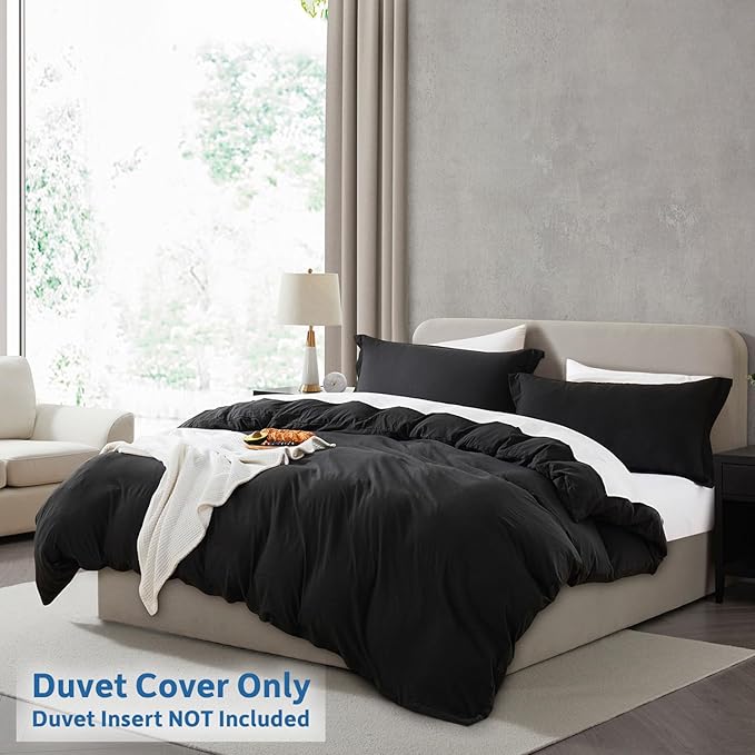 Nestl Black California King Duvet Cover Sets - Soft Prewashed Cal King Duvet Cover, 3 Piece, with Zipper Closure, 1 Duvet Cover 104x98 inches and 2 Pillow Shams