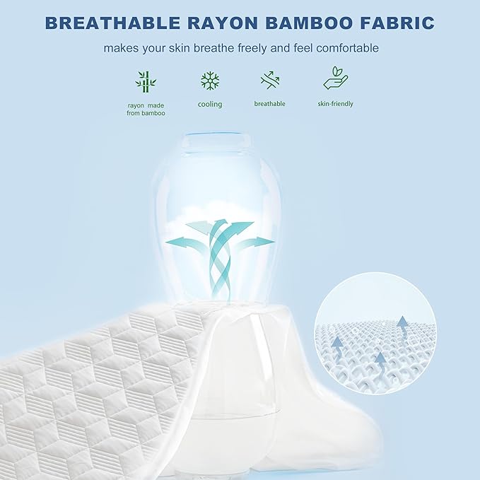 GRT Waterproof Mattress Protector California King, Rayon Bamboo Mattress Protector Cooling Breathable, 3D Air Fabric Mattress Cover with 6-26 inches Deep Pocket, Mattress Pad Machine Washable