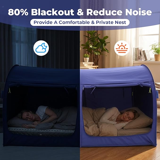 LEEDOR® Bed Tent Dream Tents Bed Canopy Shelter Cabin Indoor Privacy Warm Breathable Pop Up Twin/Full/Queen for Kids and Adult Patent Pending(Mattress Not Included)