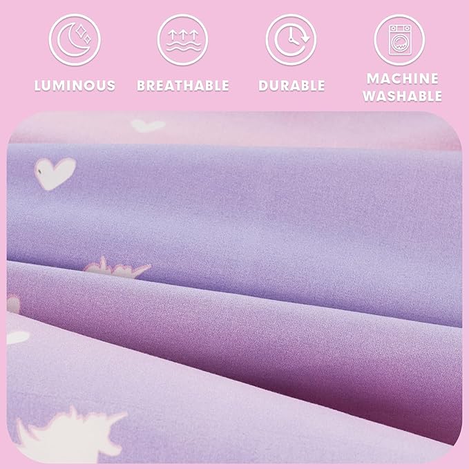 Cokouchyi Twin Comforter Sets for Boys Girls, Unicorn Glow in The Dark Kids Bedding Sets, 5 Pcs Twin Bed in a Bag with Comforter, Sheets, Pillow Sham, Cushion Cover, Unicorn